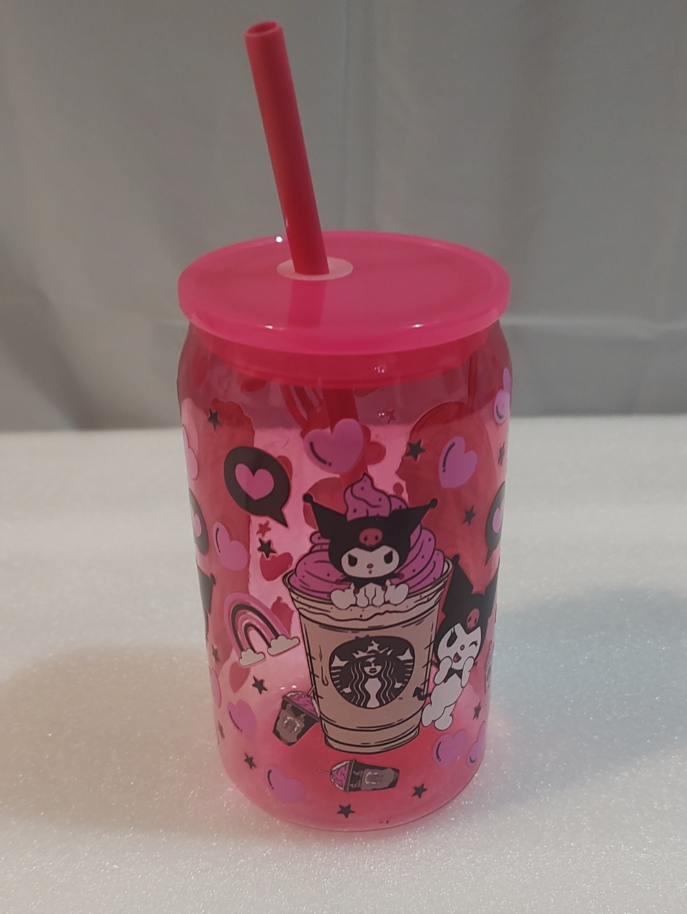 Pre-owned Iced Coffee Kuromi Pink Character Tumbler with Straw, Starbuck Inspire